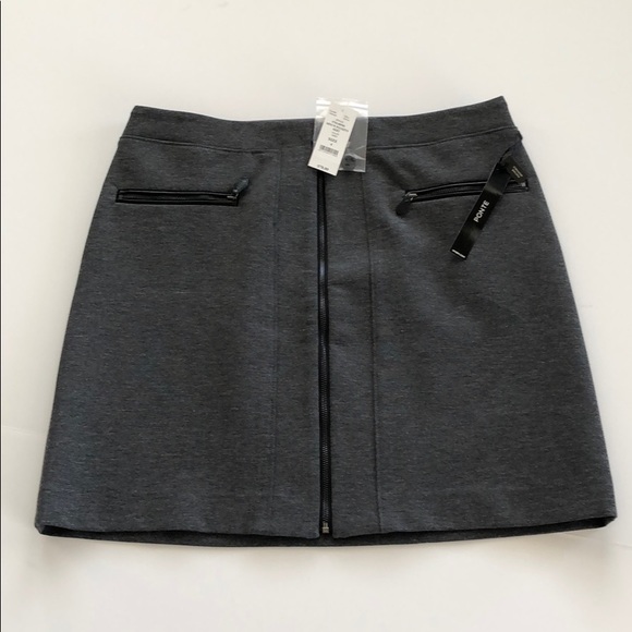 NWT WHBM Zipper Gray Ponte Stretch Mini Skirt 4 - Picture 4 of 16